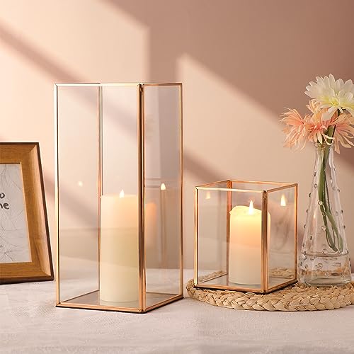 Champagne Gold Glass Hurricane Candle Holders for Weddings