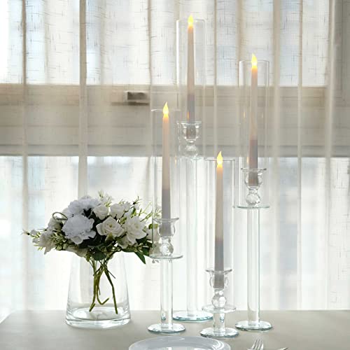 Set of 4 Clear Crystal Glass Candle Holders