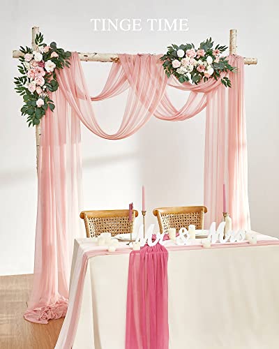 32.8Ft Sheer Wedding Arch Draping Fabric, 2 Panels