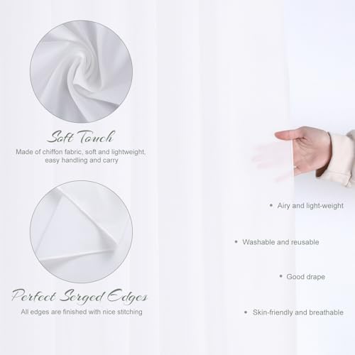 White Chiffon Wedding Arch Ceiling Drapes - Set of 6