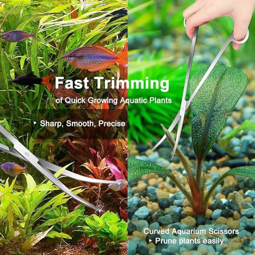 4pcs Aquascaping Tools Kit, Jeimier Aquascape Tools Long Planted Aquarium Tweezers, Scissors, Spatula for Aquarium Plant Tools, Fish Tank Plant Trimming Kit for Beginner Aquascaping, Stainless Steel