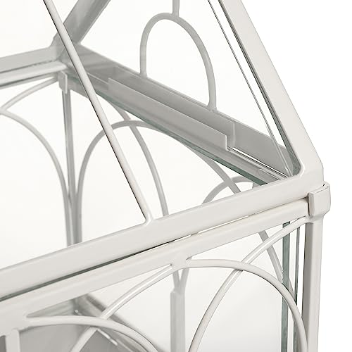H Potter Glass Terrarium Succulent Planter Wardian Case Plant Container Metal Tabletop Off White