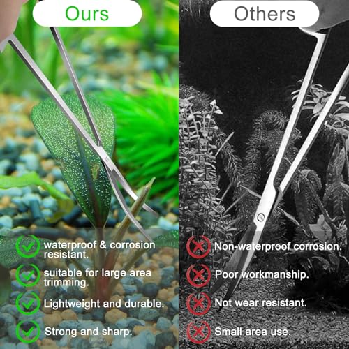 4pcs Aquascaping Tools Kit, Jeimier Aquascape Tools Long Planted Aquarium Tweezers, Scissors, Spatula for Aquarium Plant Tools, Fish Tank Plant Trimming Kit for Beginner Aquascaping, Stainless Steel