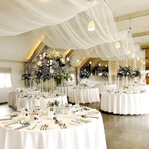White Chiffon Wedding Arch Ceiling Drapes - Set of 6