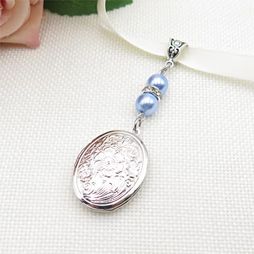 Memorial Bouquet Charm: IDLAN Oval Locket Photo Keepsake