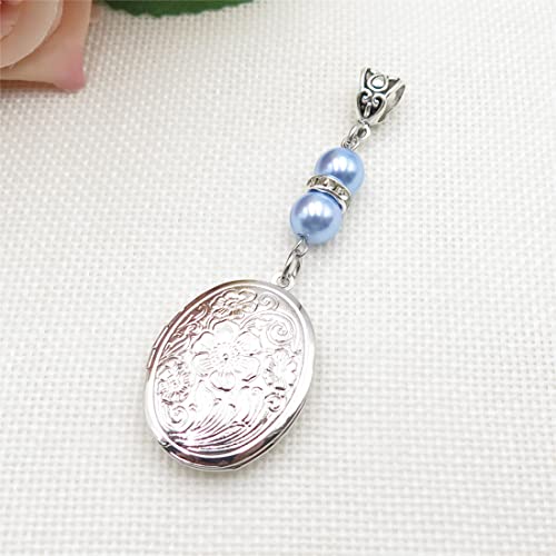 Memorial Bouquet Charm: IDLAN Oval Locket Photo Keepsake