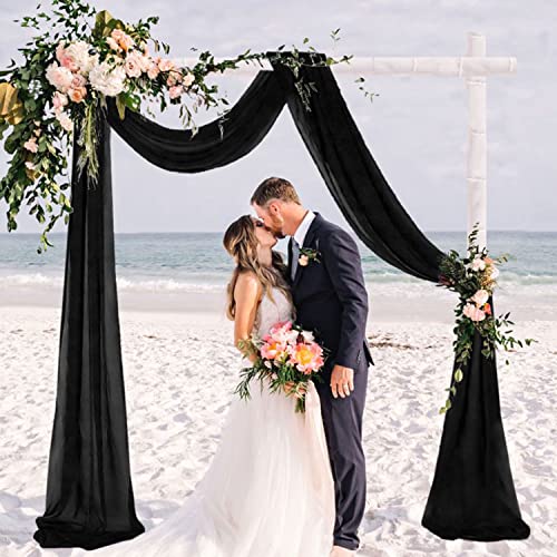 Black Chiffon Drapes for Wedding Arch Decoration Panels