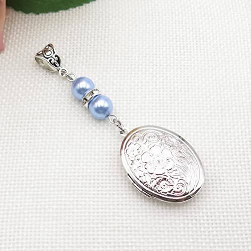 Memorial Bouquet Charm: IDLAN Oval Locket Photo Keepsake