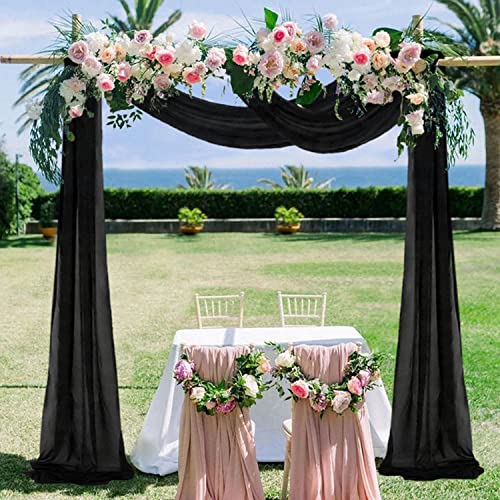 Black Chiffon Drapes for Wedding Arch Decoration Panels