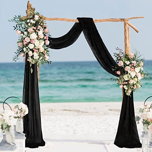 Black Chiffon Drapes for Wedding Arch Decoration Panels