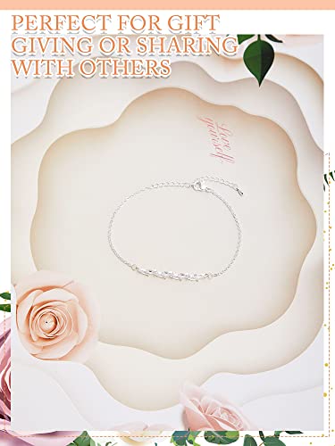 6 Pieces Dainty Bridesmaid Zirconia Leaf Adjustable Bracelets