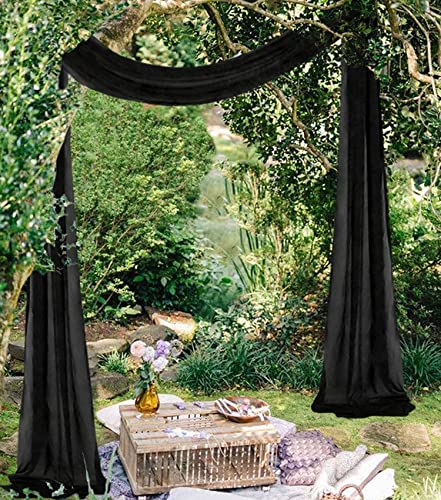 Black Chiffon Drapes for Wedding Arch Decoration Panels