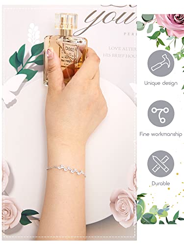 6 Pieces Dainty Bridesmaid Zirconia Leaf Adjustable Bracelets