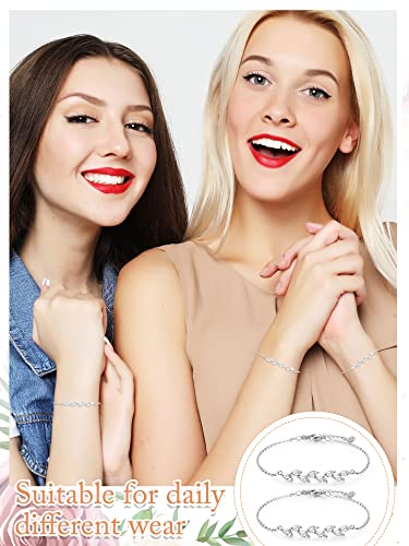 6 Pieces Dainty Bridesmaid Zirconia Leaf Adjustable Bracelets