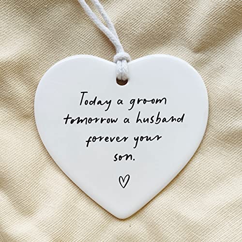 Groom's mother wedding day gift, heartfelt ceramic keepsake