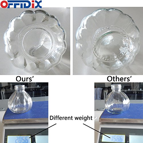 OFFIDIX Transparent Glass Watering Spray Bottle, 6.3 Inches Tall Vintage Style with Bronze Plastic Top Pump One Hand Plant Mister Glass Watering Can Indoor