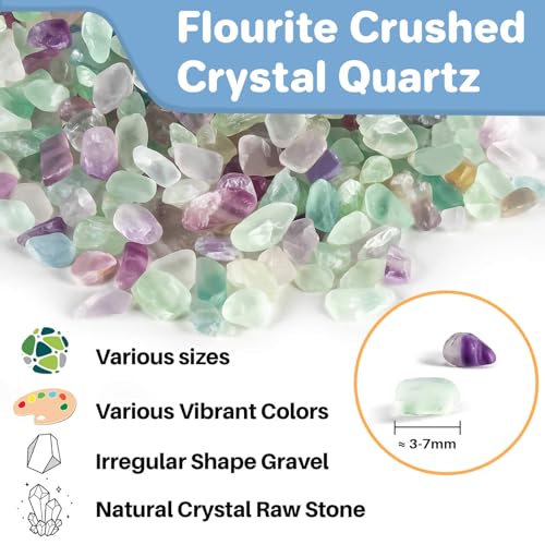 Sukh Fluorite Tumbled Crystal Chips - 0.9lb Fluorite Crushed Stone Fish Tank Rocks Gravel for Vase Fillers Decorative Fish Tank Fillers Succulent Plants Crystal Aquarium Decoration Terrarium Supplies