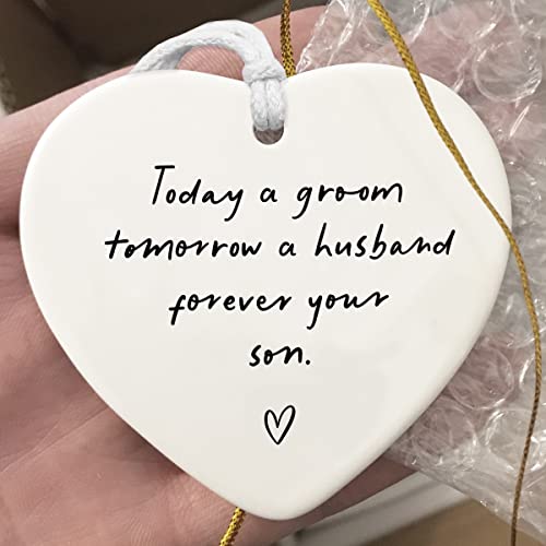 Groom's mother wedding day gift, heartfelt ceramic keepsake