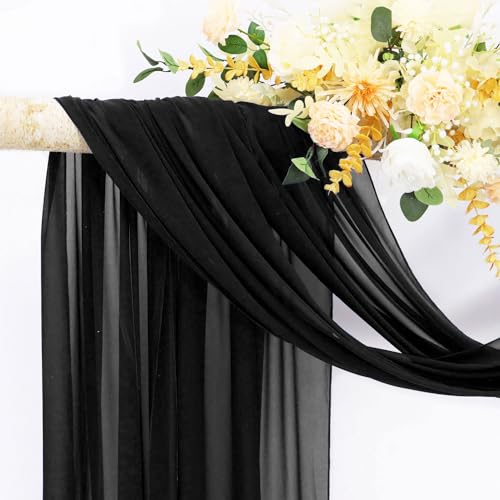 Black Sheer Chiffon Wedding Arch Draping Backdrop