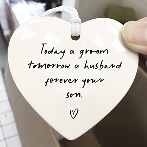Groom's mother wedding day gift, heartfelt ceramic keepsake