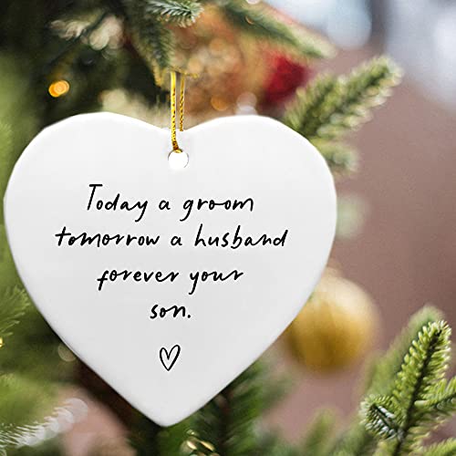 Groom's mother wedding day gift, heartfelt ceramic keepsake