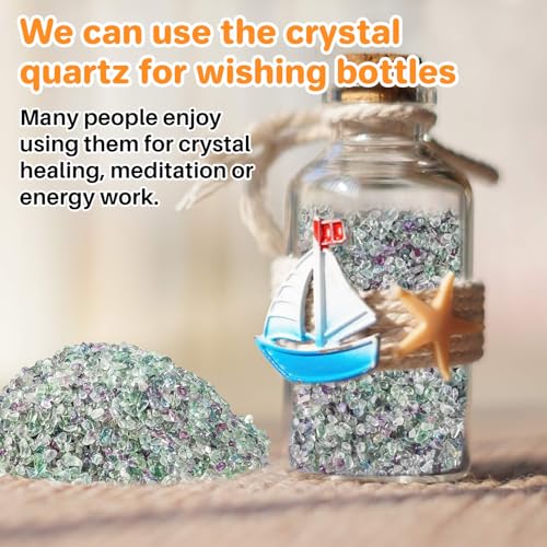 Sukh Fluorite Tumbled Crystal Chips - 0.9lb Fluorite Crushed Stone Fish Tank Rocks Gravel for Vase Fillers Decorative Fish Tank Fillers Succulent Plants Crystal Aquarium Decoration Terrarium Supplies