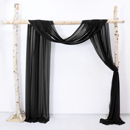 Black Sheer Chiffon Wedding Arch Draping Backdrop