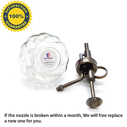 OFFIDIX Transparent Glass Watering Spray Bottle, 6.3 Inches Tall Vintage Style with Bronze Plastic Top Pump One Hand Plant Mister Glass Watering Can Indoor