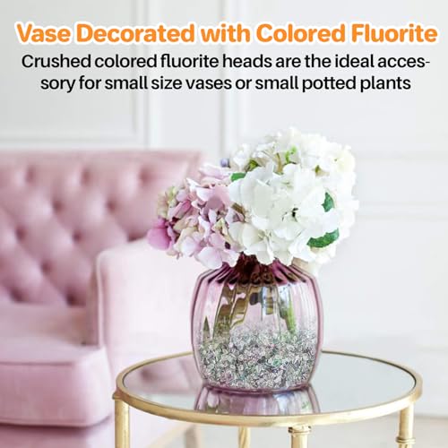 Sukh Fluorite Tumbled Crystal Chips - 0.9lb Fluorite Crushed Stone Fish Tank Rocks Gravel for Vase Fillers Decorative Fish Tank Fillers Succulent Plants Crystal Aquarium Decoration Terrarium Supplies