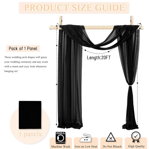 Black Sheer Chiffon Wedding Arch Draping Backdrop