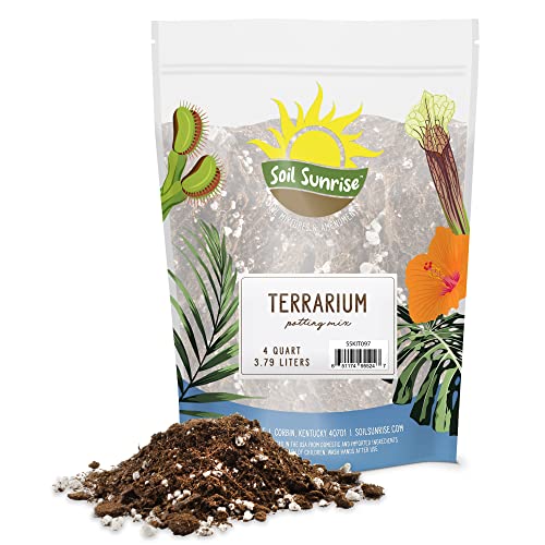 Terrarium Potting Soil Mix (4 Quarts), w/Blended Filtering Charcoal Custom Made for Terrariums