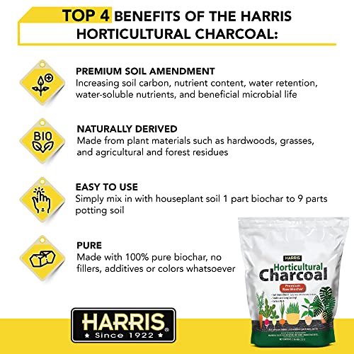 Harris Horticultural Charcoal, Premium Biochar Soil Amendment for Plants and Terrariums, 2qt