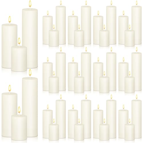 48 Pcs Assorted Ivory Pillar Candle Set