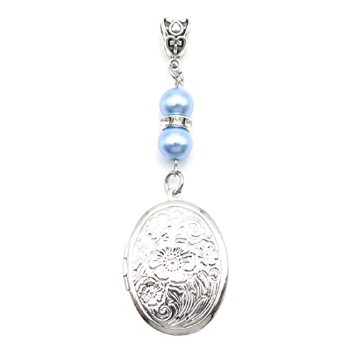 Memorial Bouquet Charm: IDLAN Oval Locket Photo Keepsake