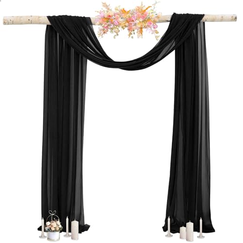 Black Sheer Chiffon Wedding Arch Draping Backdrop