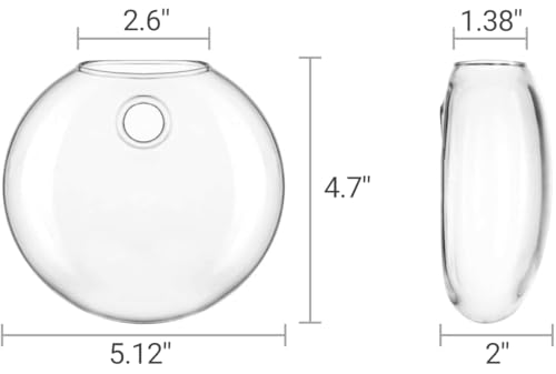 Mkono Wall Hanging Planter Propagation Station Glass Flower Vase for Hydroponics Plants, Bathroom, Home Office Living Room Decor Gift, Oblate Set of 4