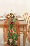 Ling's Moment Artificial Rose Flower Runner Rustic Flower Garland Floral Arrangements Wedding Ceremony Backdrop Arch Flowers Table Centerpieces Decorations (5FT Long, Sunset Terracotta)