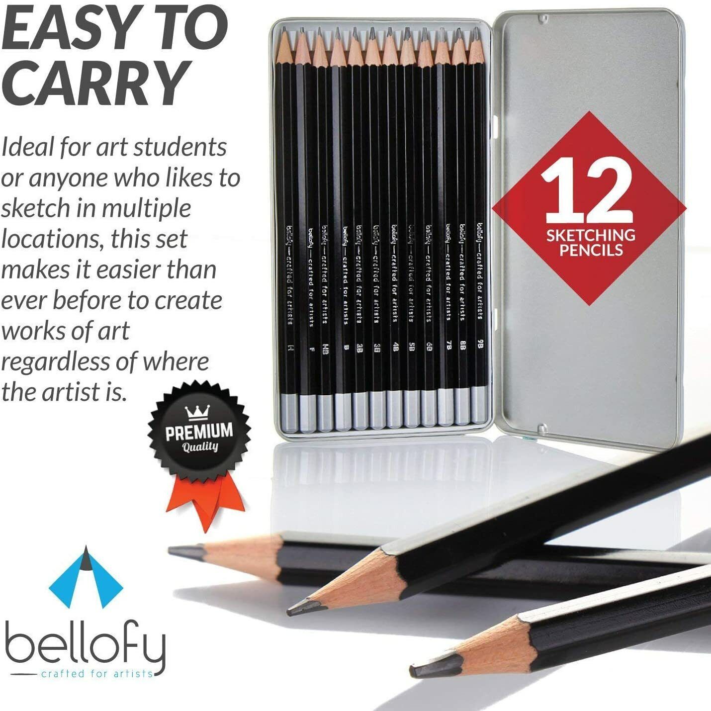 Professional 12 Piece Graphite Pencil Set for Drawing