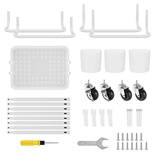 Multifunctional Rolling Art Cart with Hooks & Cups