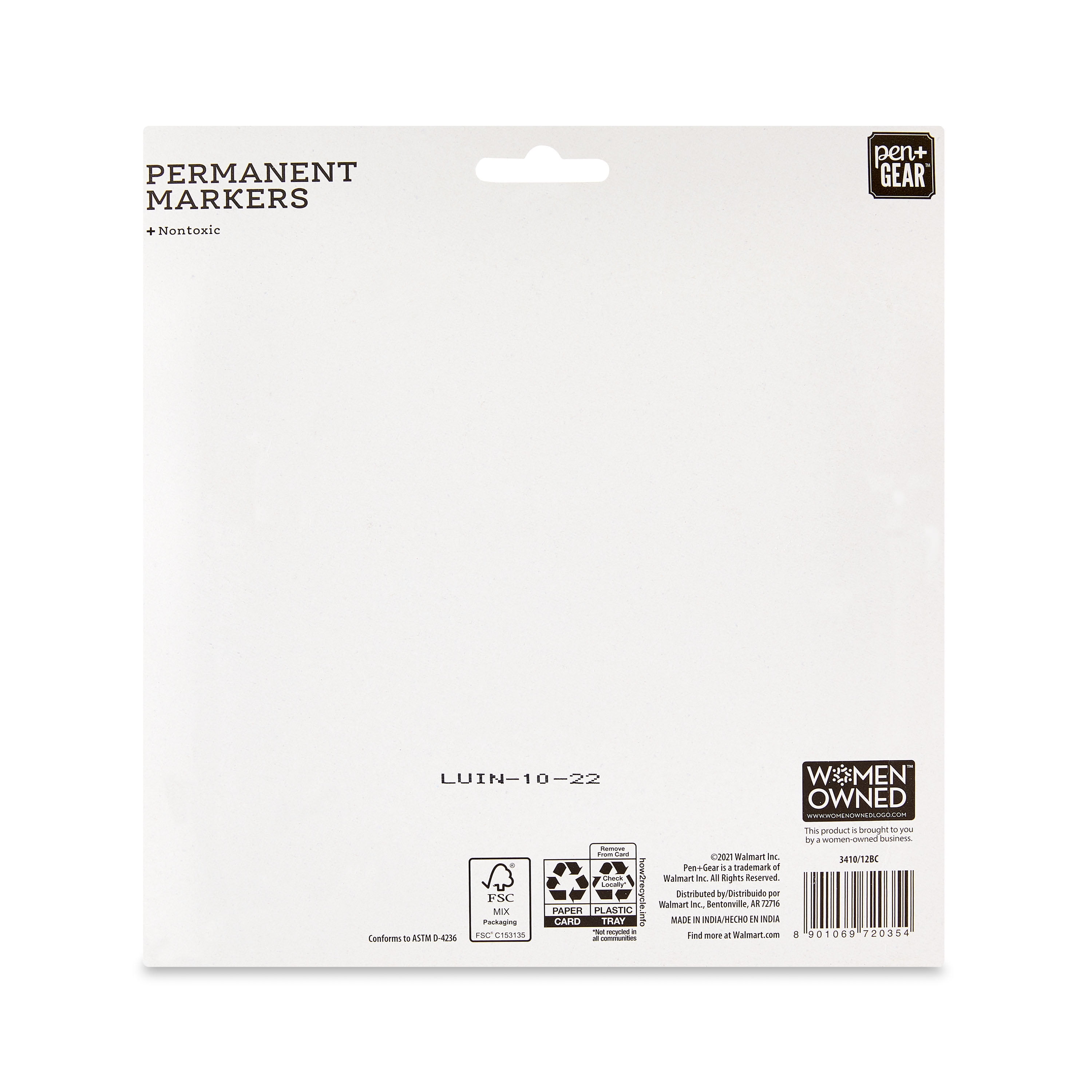 Assorted Fine Tip Permanent Markers, 12-Pack