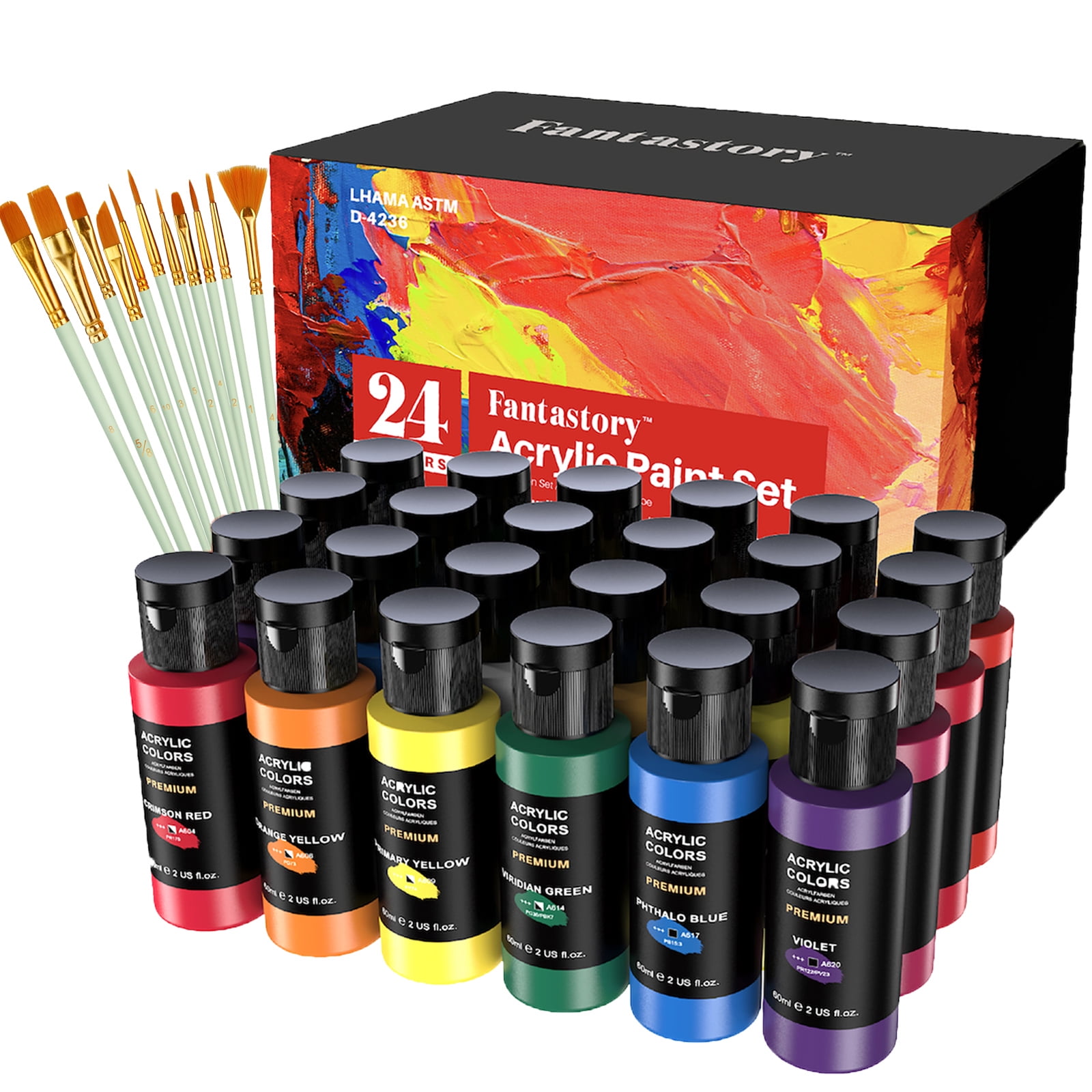 Fantastory 2 oz Acrylic Paint Set, 24 Pieces
