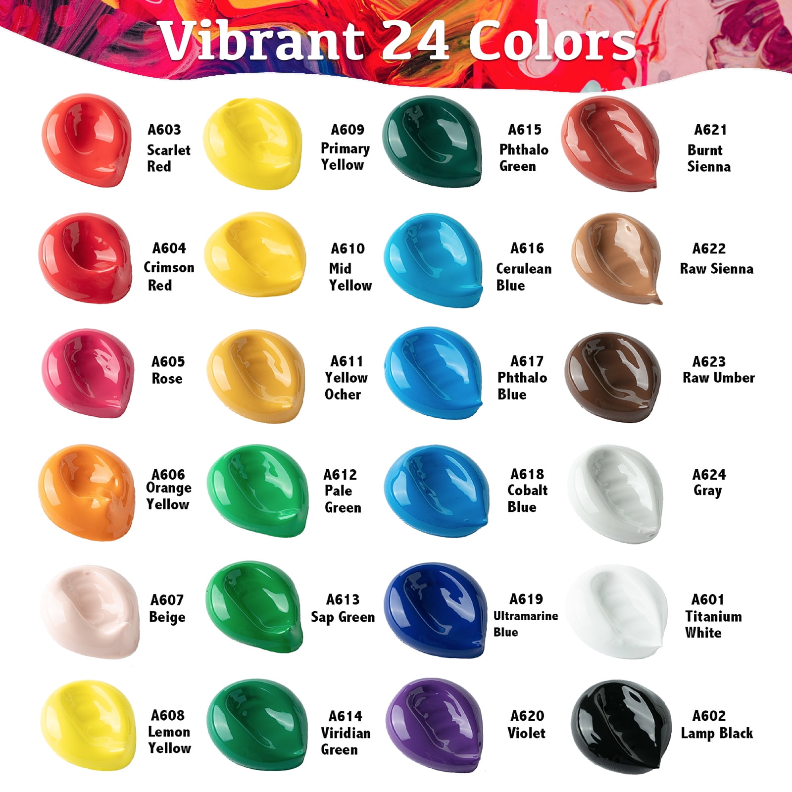 Fantastory 2 oz Acrylic Paint Set, 24 Pieces