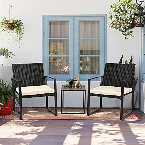 3-Piece Outdoor Conversation Patio Set with Cushions