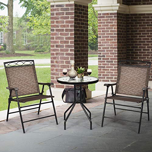 Round Glass Table Dining Set with Folding Chairs