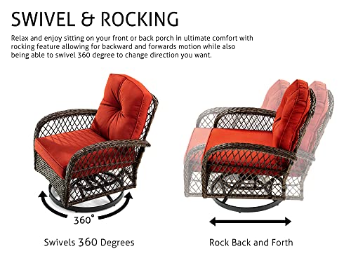 Red Wicker Patio Rocker Set with Table