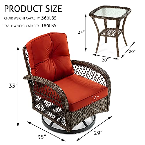 Red Wicker Patio Rocker Set with Table