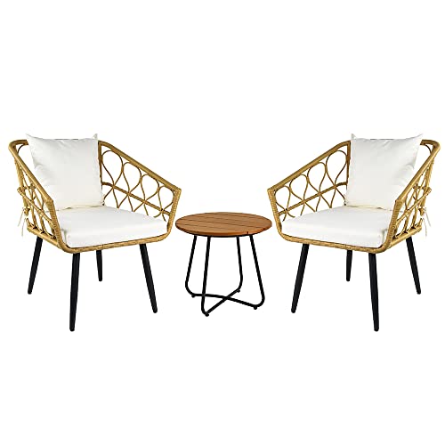 All-Weather Outdoor Rattan Chair Set - Tan