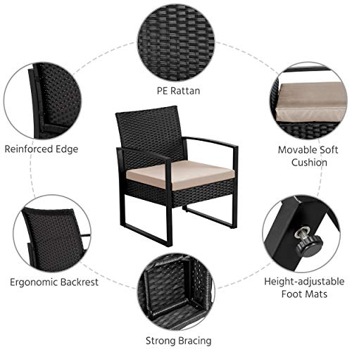 Wicker Bistro Set with Table & Cushion
