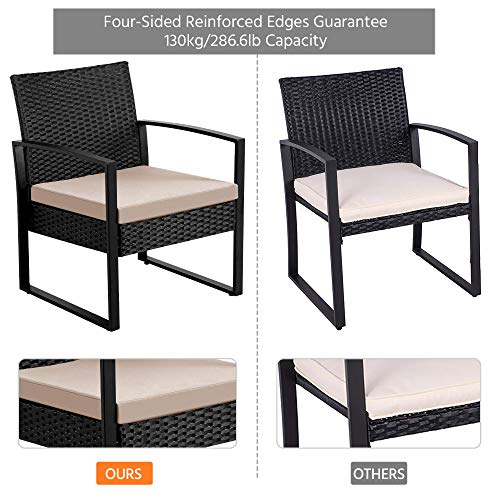 Wicker Bistro Set with Table & Cushion