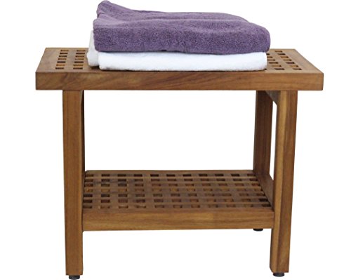 Teak Shower Bench with Shelf - AquaTeak Original